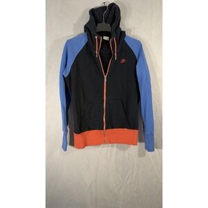Nike Sportswear Color Block Track Jacket Dual Zip Black Orange Blue Hoodie XL